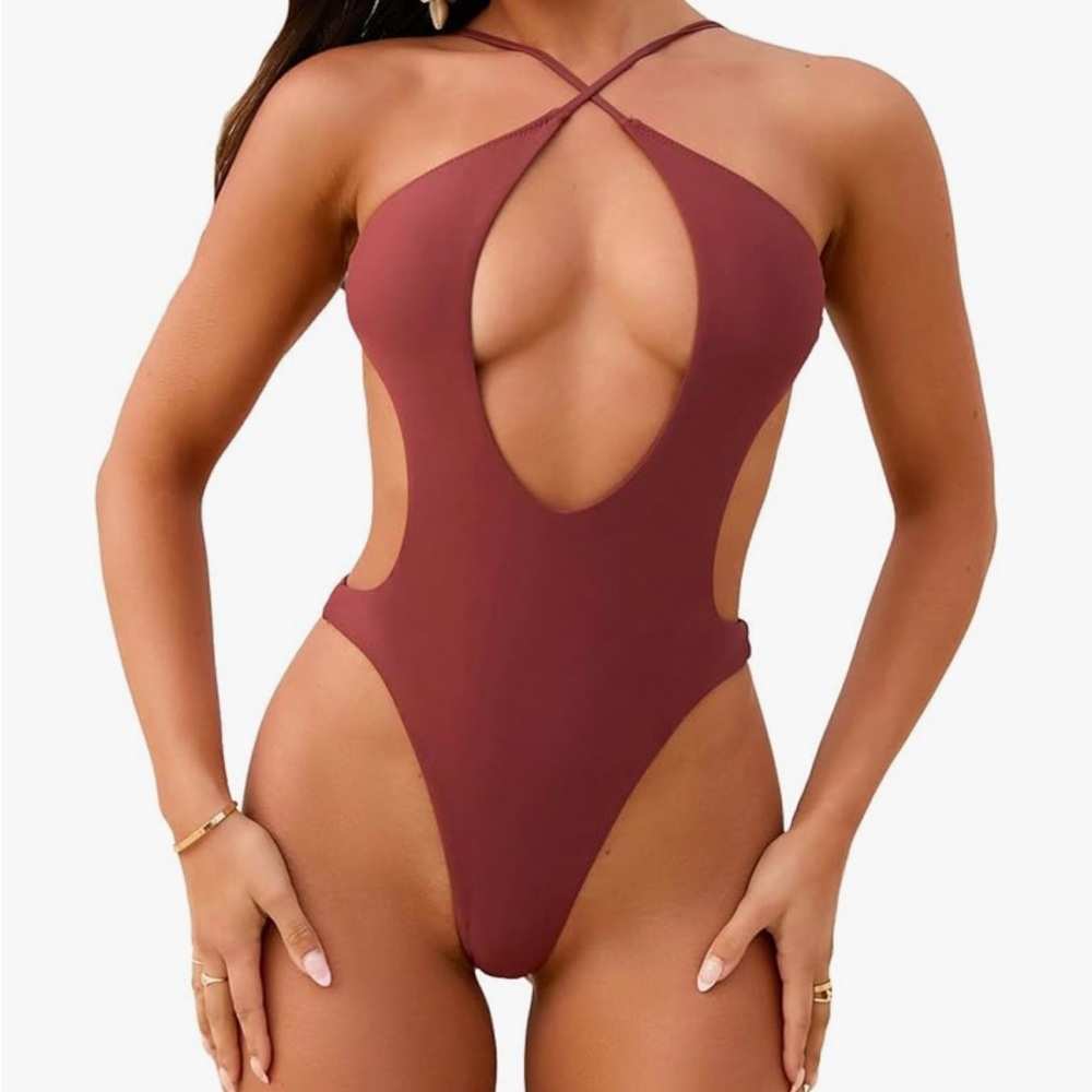 Pink one piece bathing suit